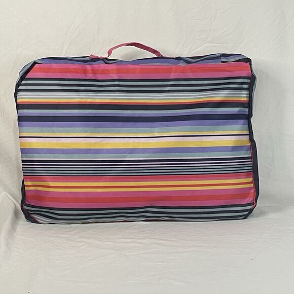 Vintage Isaac Mizrahi Travel Packing Cube Pink Multi Color Stripes Handle Zipper - Picture 7 of 9